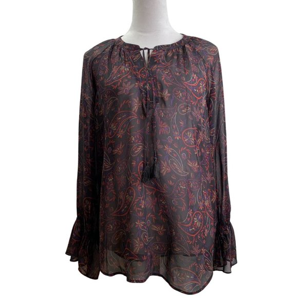 Joie Cecarina 100% Silk Long Sleeve Blouse with Cuff Sleeve Detail Size XL NWT - Picture 7 of 16